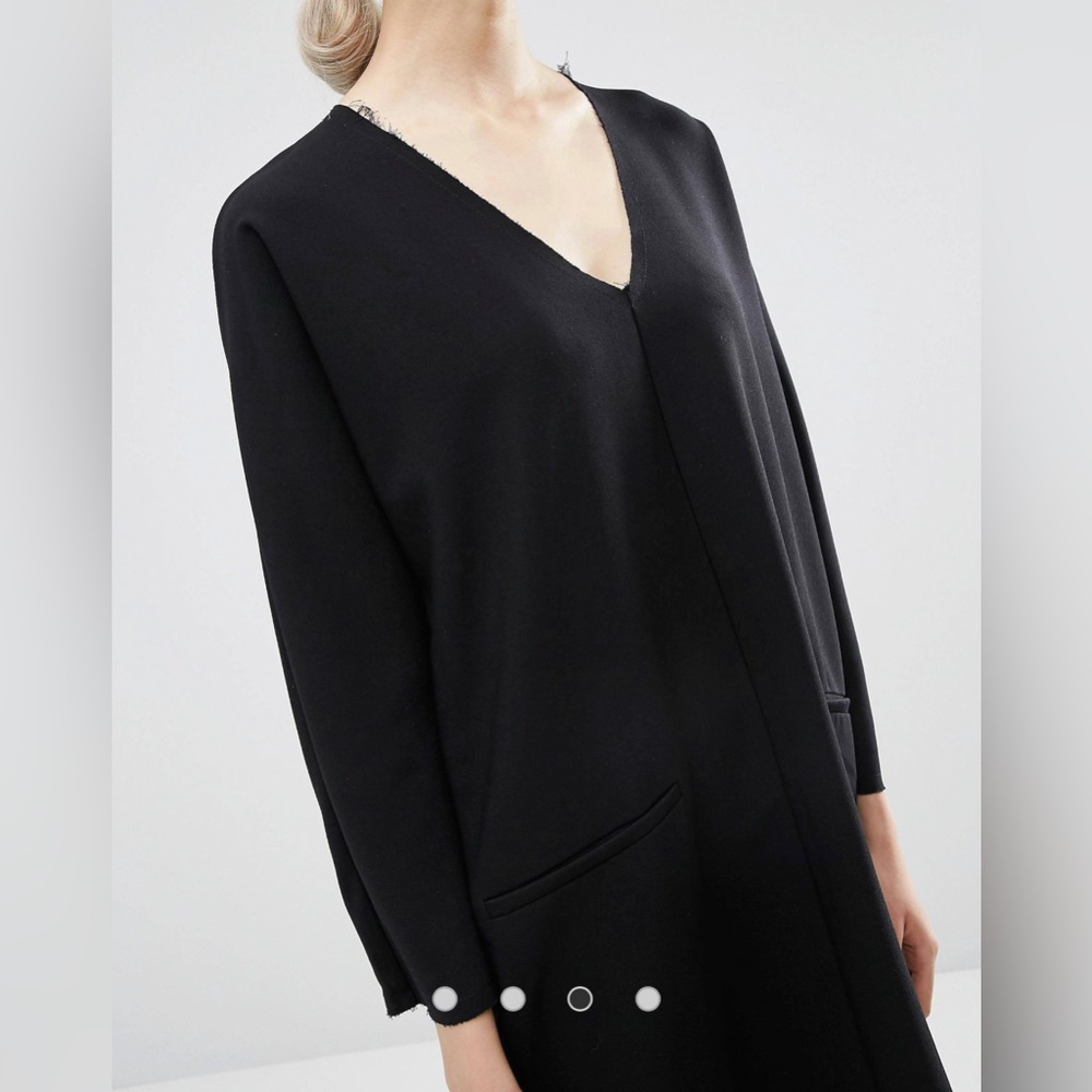 ASOS plunge neck shift dress raw edges NEW